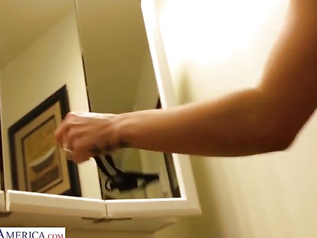 Perfect MILF with perfect tits Rachel Roxxx takes a shower and gets herself ready for a hard dick