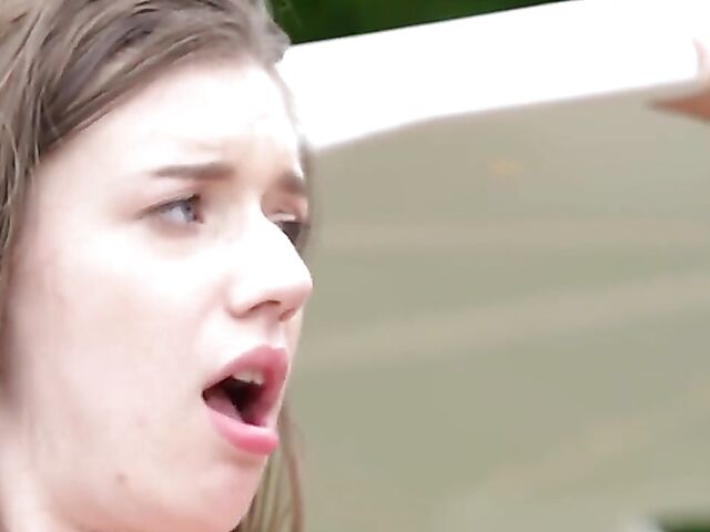 Euro teen babe Summer Pixi and a golf guy fuck outside