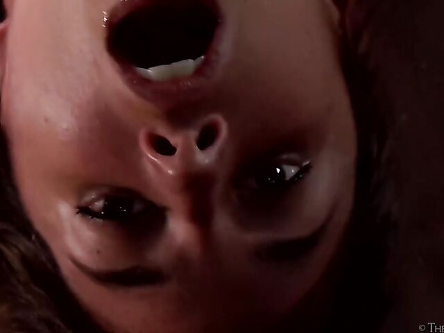 Bondage solo in fishnets with kinky Ursula B fingering herself with her collar on