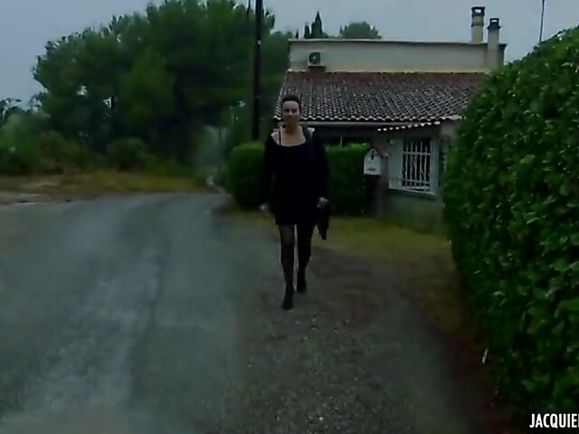 Public nudity before FFFM anal with French MILF Chana sharing a cock and a dildo with Julia and Aude