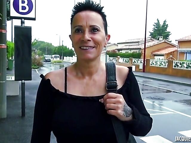 Public nudity before FFFM anal with French MILF Chana sharing a cock and a dildo with Julia and Aude