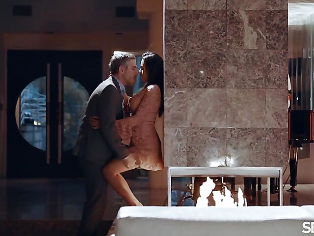Very passionate sex by the fire with hot natural brunette Autumn Falls