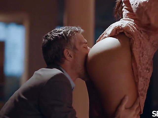 Very passionate sex by the fire with hot natural brunette Autumn Falls