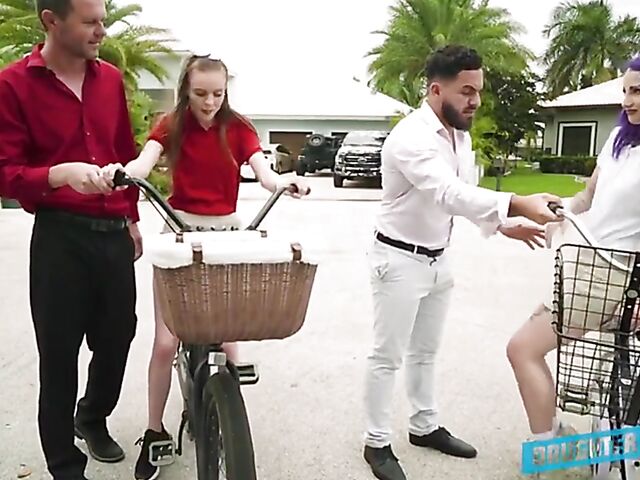 Jessae Rosae & Val Steele - Dirty dads fucking daughters after their first bicycle ride