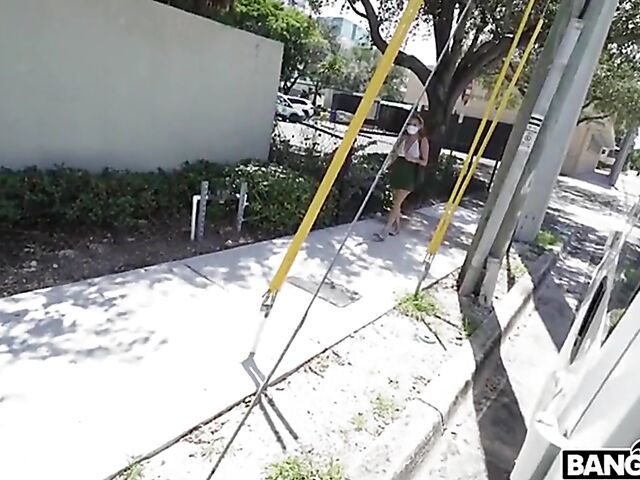 Van fuck in Miami with naturally titted petite latina slut Nola Xico during the pandemic