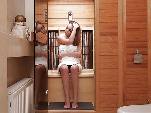 Anilos masturbation in the sauna with 30-year-old babe Anastasia Ocean
