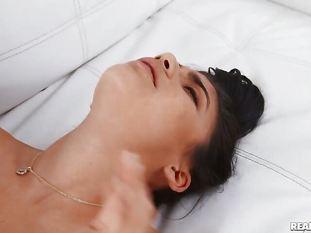 21-year-old cute latina Michelle Martinez banging on the sofa