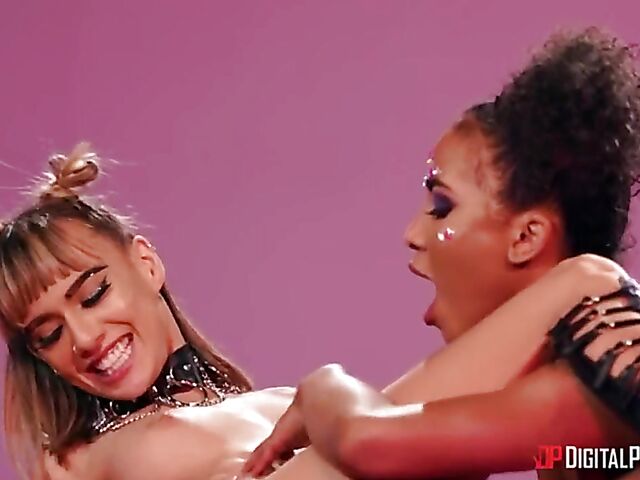 Red Light Arena interracial FFM sex with Janice Griffith and Demi Sutra