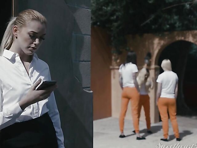 Kinky lesbian headmistress Helena Locke spanks and licks redhead Penny Pax