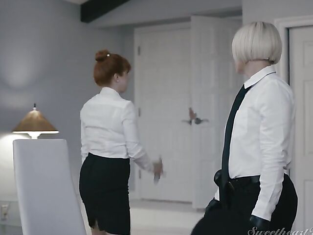 Kinky lesbian headmistress Helena Locke spanks and licks redhead Penny Pax