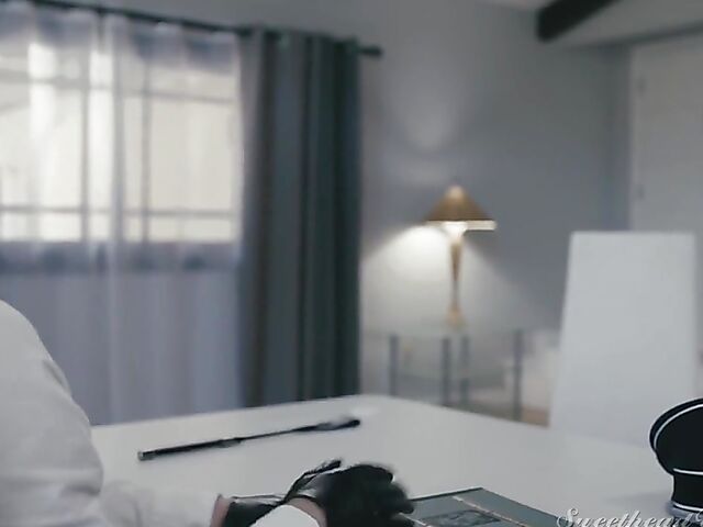 Kinky lesbian headmistress Helena Locke spanks and licks redhead Penny Pax