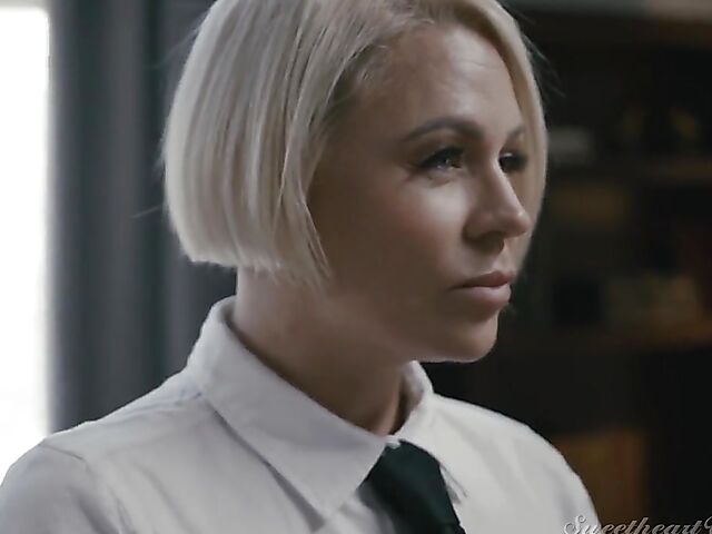 Kinky lesbian headmistress Helena Locke spanks and licks redhead Penny Pax