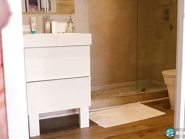 Diana Eisley's nice natural tits during the morning routine