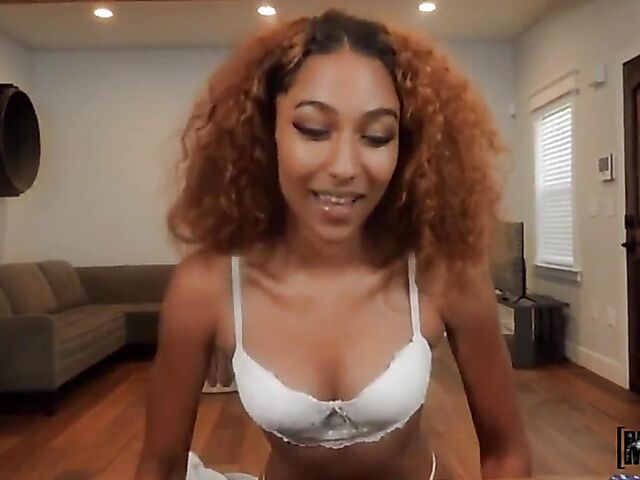 Brixley Benz - Ebony POV anal after playing cards with a white guy