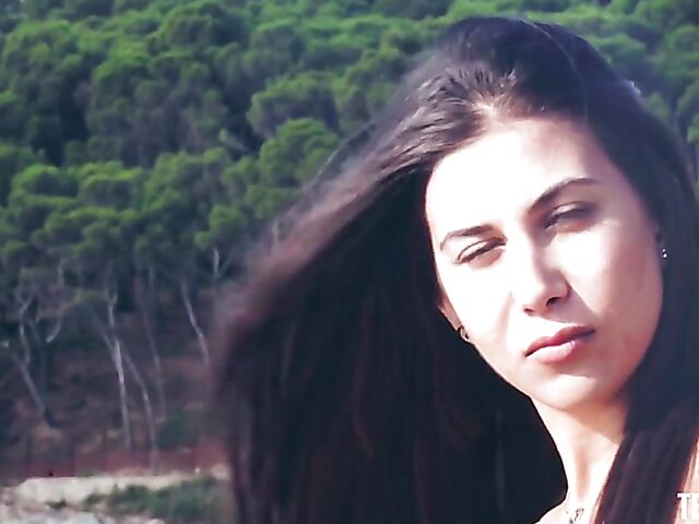 Photoshoot sex on the beach with lovely brunette Anya Krey