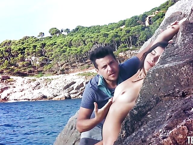 Photoshoot sex on the beach with lovely brunette Anya Krey