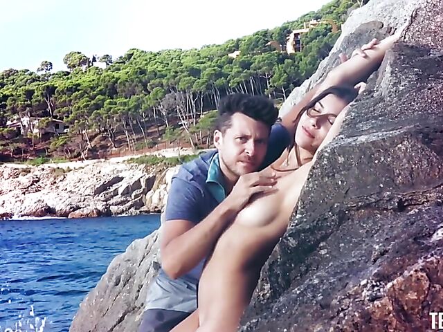 Photoshoot sex on the beach with lovely brunette Anya Krey