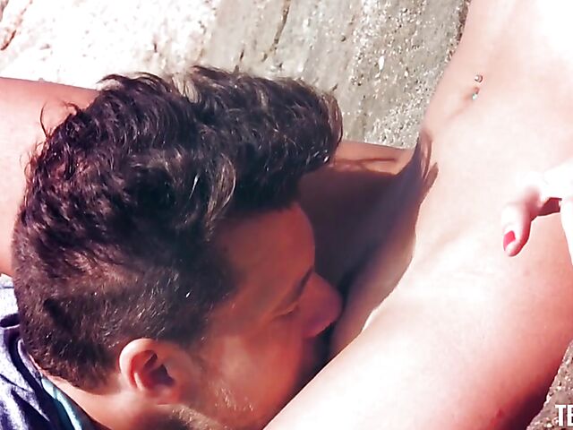 Photoshoot sex on the beach with lovely brunette Anya Krey