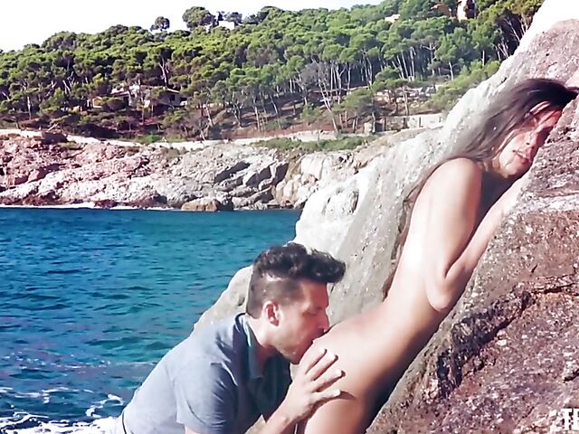 Photoshoot sex on the beach with lovely brunette Anya Krey