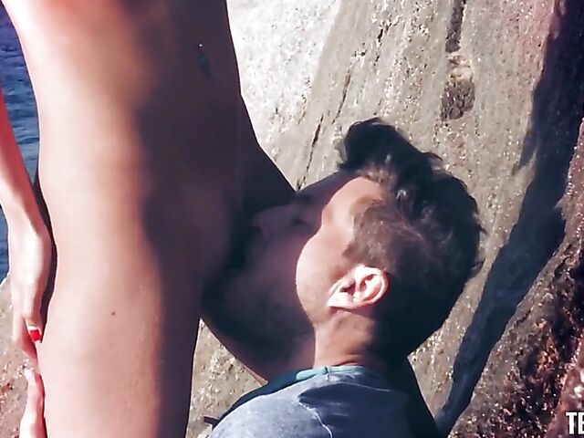 Photoshoot sex on the beach with lovely brunette Anya Krey