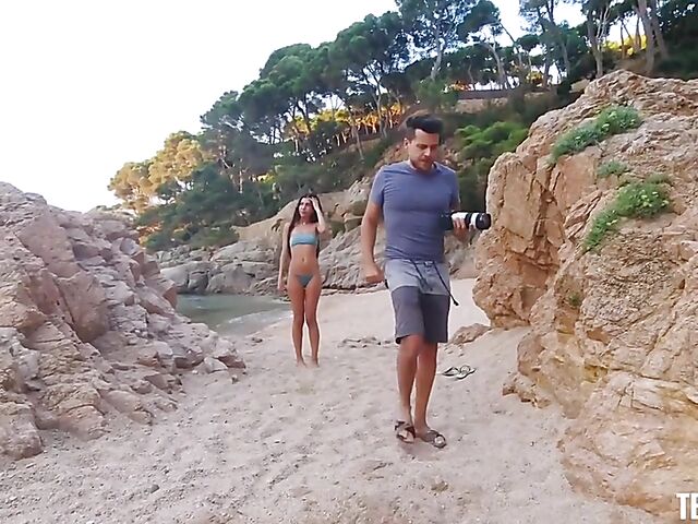 Photoshoot sex on the beach with lovely brunette Anya Krey