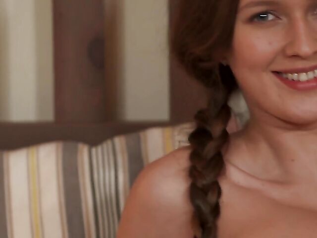 Stacy Cruz posing nude on the bed after shower