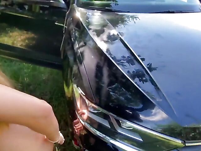 Euro hitchhiker Eveline Dellai gets picked up for interracial outdoor anal