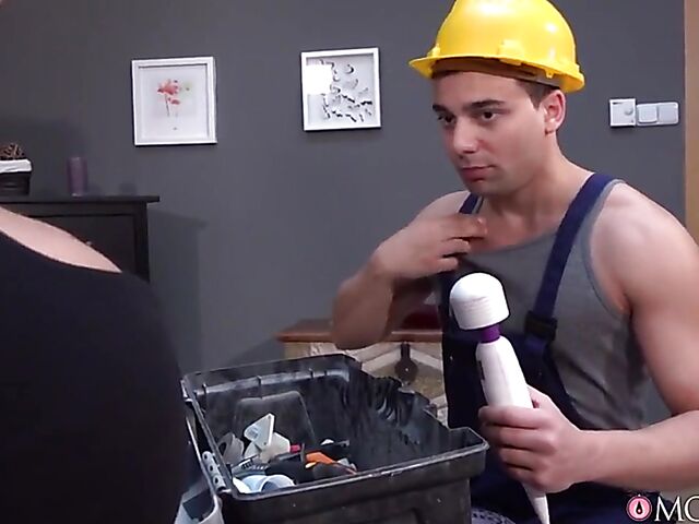 Hot MILF Heidi Van Horny wants him to fix her hitachi or put his cock in her pussy