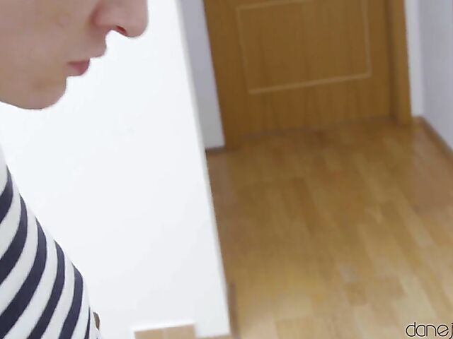 Good standing fuck and creampie on the stairs with amazing Sybil Kailena