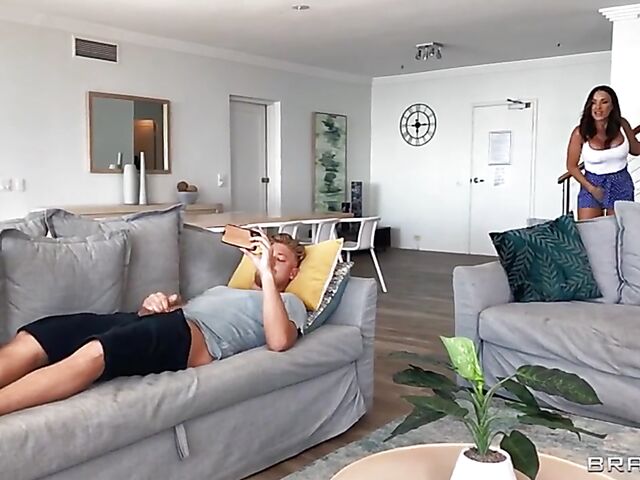 Big tits MILF Aubrey Black is about to orgasm while helping her stepson