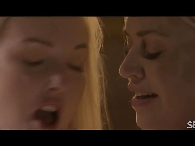 Lena Love & Lovita Fate - Elegant blonde lesbians stockings sex in the evening