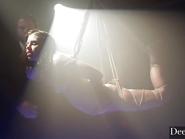 Suspended Adriana Chechik anal bondage with Seth Gamble