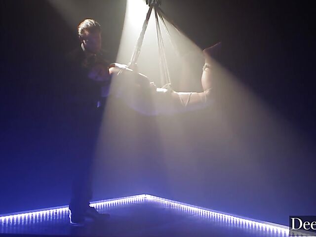 Suspended Adriana Chechik anal bondage with Seth Gamble