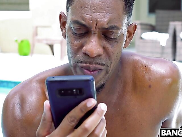 Destiny Cruz's well hung black stepdad gives her pussy a try by the pool