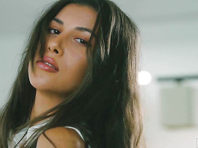 Lovely secretary Anya Krey changes panties and masturbates in front of you