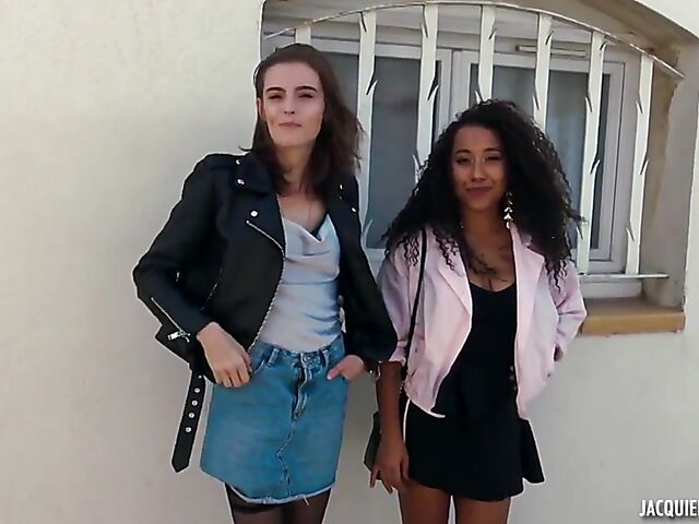 Interracial French three-way with dirty friends Swann and Alba