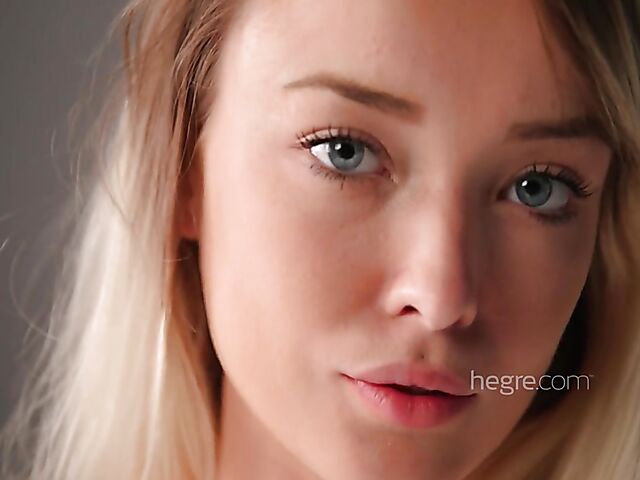 Hegre Art erotic solo photoshoot backstage with slender nude model Alba