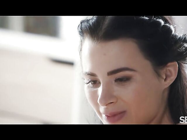 Sensual morning wake up with skinny small tits brunette Jenny Doll