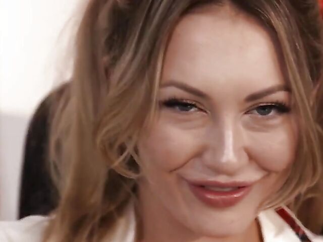 Adira Allure - White schoolgirl interracial fucking in her plaid mini skirt