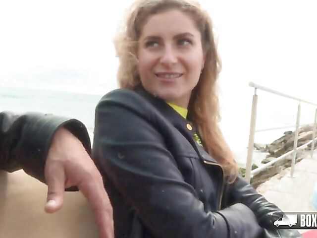 Invisible public sex after massage in the box truck with Elene West