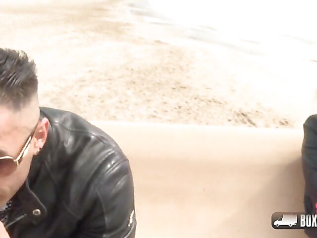 Invisible public sex after massage in the box truck with Elene West