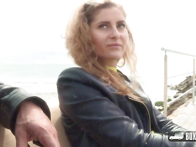 Invisible public sex after massage in the box truck with Elene West