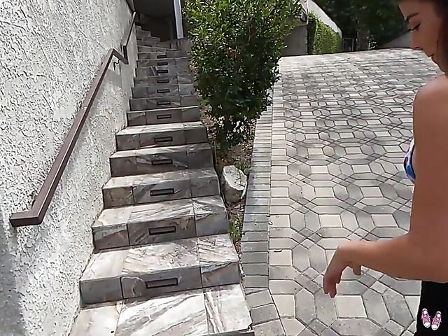 Bikini fuck outside and indoors with brunette teen Kylie Rocket