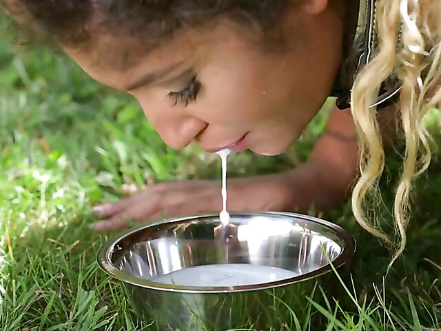 Venus Afrodita - Ebony slave interracial anal threesome with two white men