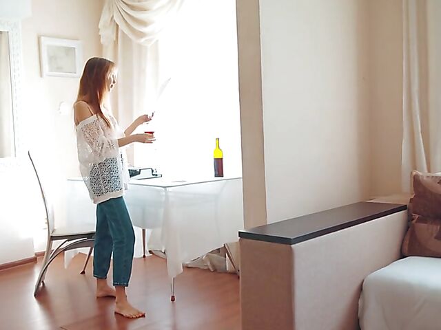 Alice Bright - Sexy solo strip after a glass of wine