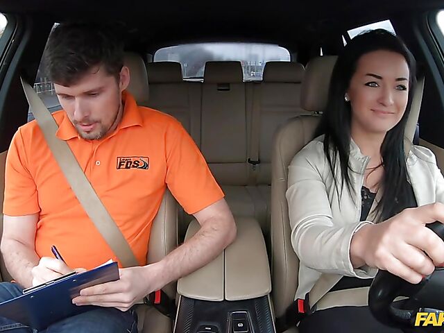 Car fuck after driving test with hot student Sofia The Bum