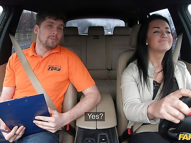 Car fuck after driving test with hot student Sofia The Bum