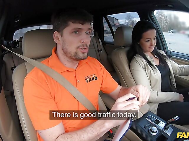 Car fuck after driving test with hot student Sofia The Bum