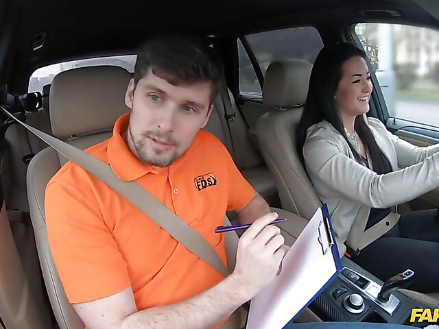 Car fuck after driving test with hot student Sofia The Bum