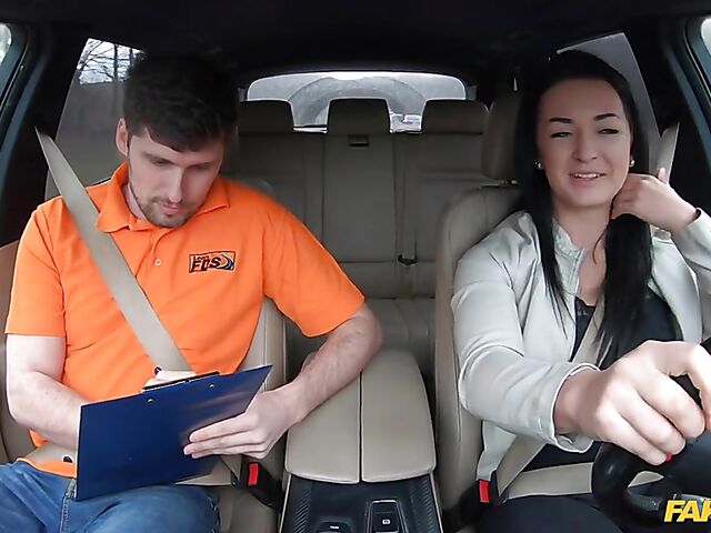 Car fuck after driving test with hot student Sofia The Bum